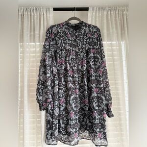 Lane Bryant Gray and Pink Floral Dress